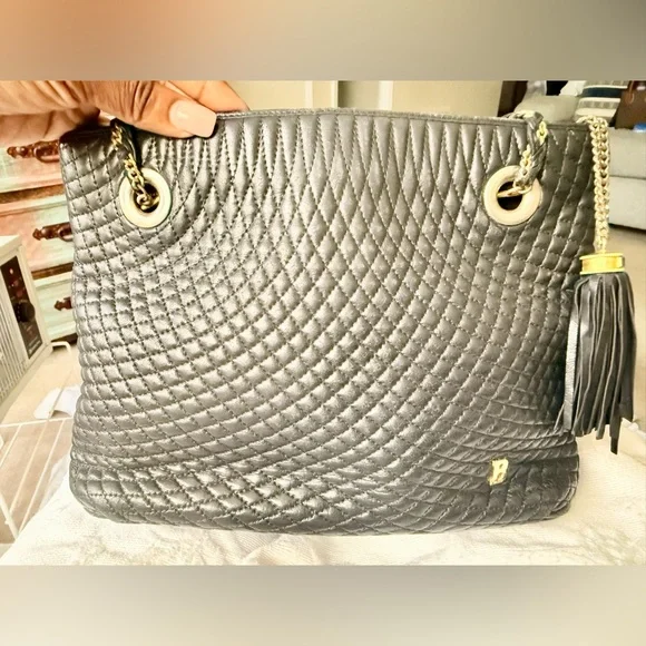 Bally Black Quilted Tote Bag with Gold Accents - Picture 2 of 12
